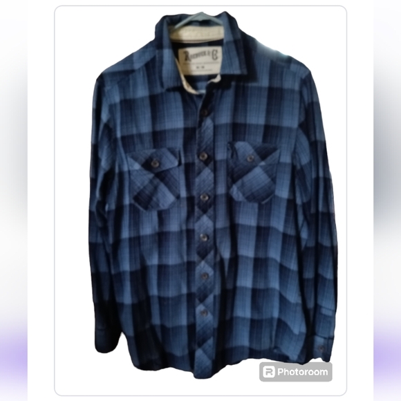 Roebuck & Co. Blue Flannel Shirt Men's - Picture 1 of 2
